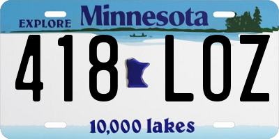 MN license plate 418LOZ