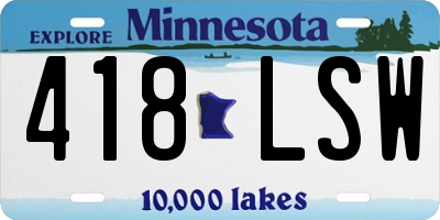 MN license plate 418LSW