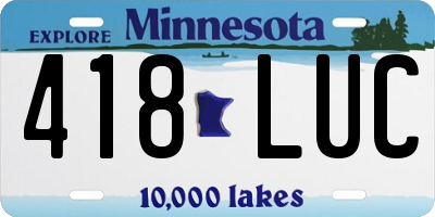 MN license plate 418LUC