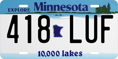 MN license plate 418LUF