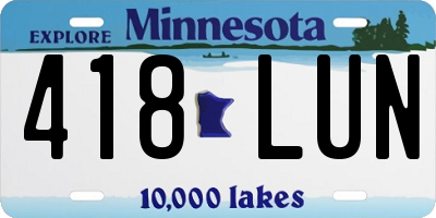 MN license plate 418LUN