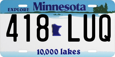 MN license plate 418LUQ