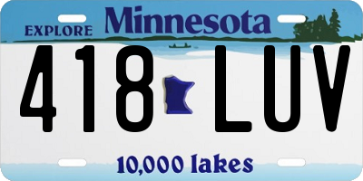 MN license plate 418LUV