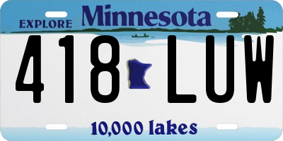 MN license plate 418LUW