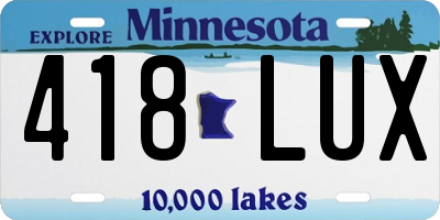 MN license plate 418LUX