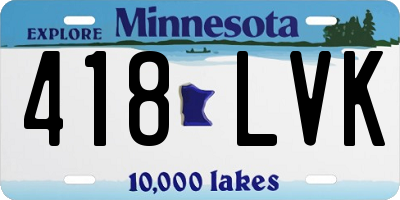 MN license plate 418LVK