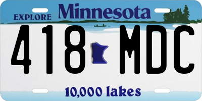MN license plate 418MDC