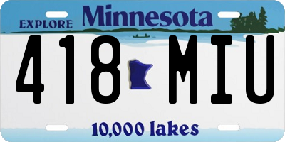 MN license plate 418MIU