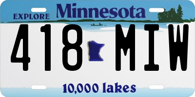 MN license plate 418MIW