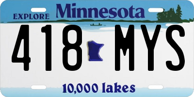 MN license plate 418MYS