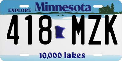 MN license plate 418MZK
