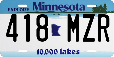 MN license plate 418MZR