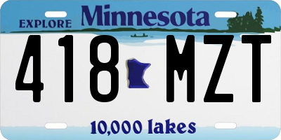 MN license plate 418MZT