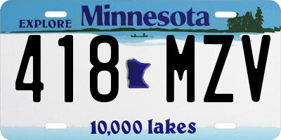MN license plate 418MZV