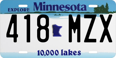 MN license plate 418MZX