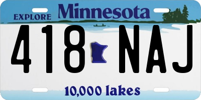 MN license plate 418NAJ