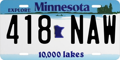 MN license plate 418NAW