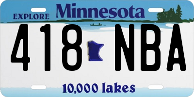 MN license plate 418NBA