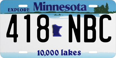 MN license plate 418NBC
