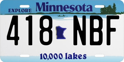 MN license plate 418NBF