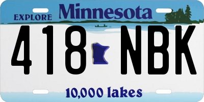 MN license plate 418NBK