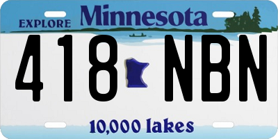 MN license plate 418NBN