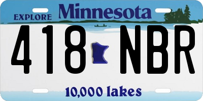 MN license plate 418NBR