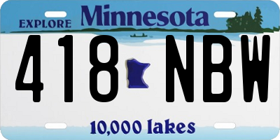 MN license plate 418NBW