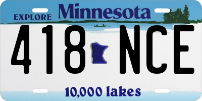 MN license plate 418NCE