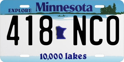 MN license plate 418NCO
