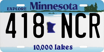 MN license plate 418NCR