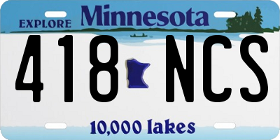 MN license plate 418NCS