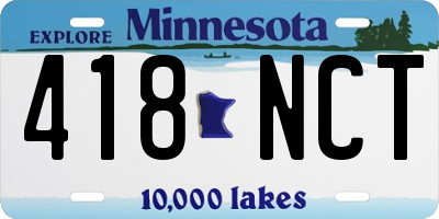 MN license plate 418NCT
