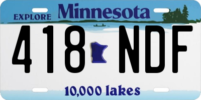 MN license plate 418NDF