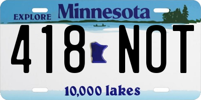 MN license plate 418NOT