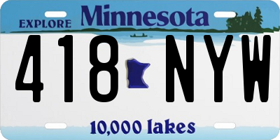 MN license plate 418NYW
