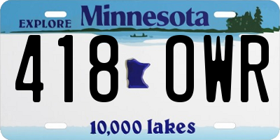 MN license plate 418OWR