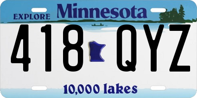 MN license plate 418QYZ