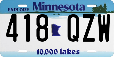 MN license plate 418QZW
