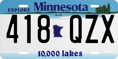 MN license plate 418QZX