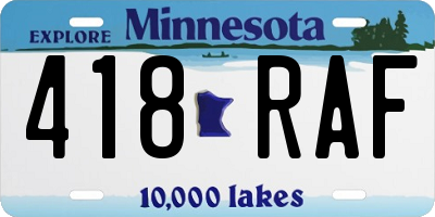 MN license plate 418RAF
