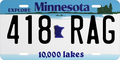 MN license plate 418RAG