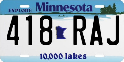 MN license plate 418RAJ