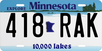 MN license plate 418RAK