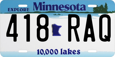 MN license plate 418RAQ