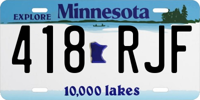 MN license plate 418RJF