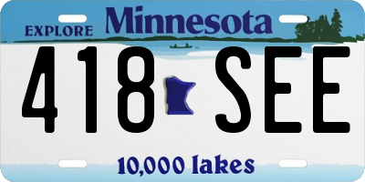 MN license plate 418SEE