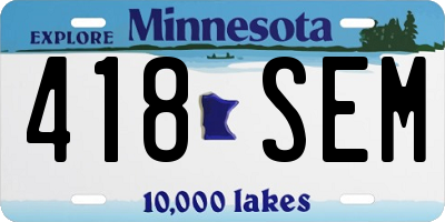 MN license plate 418SEM