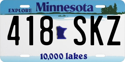 MN license plate 418SKZ