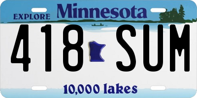 MN license plate 418SUM